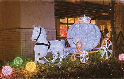 LEDクリスタルグロー　白馬の馬車（小）